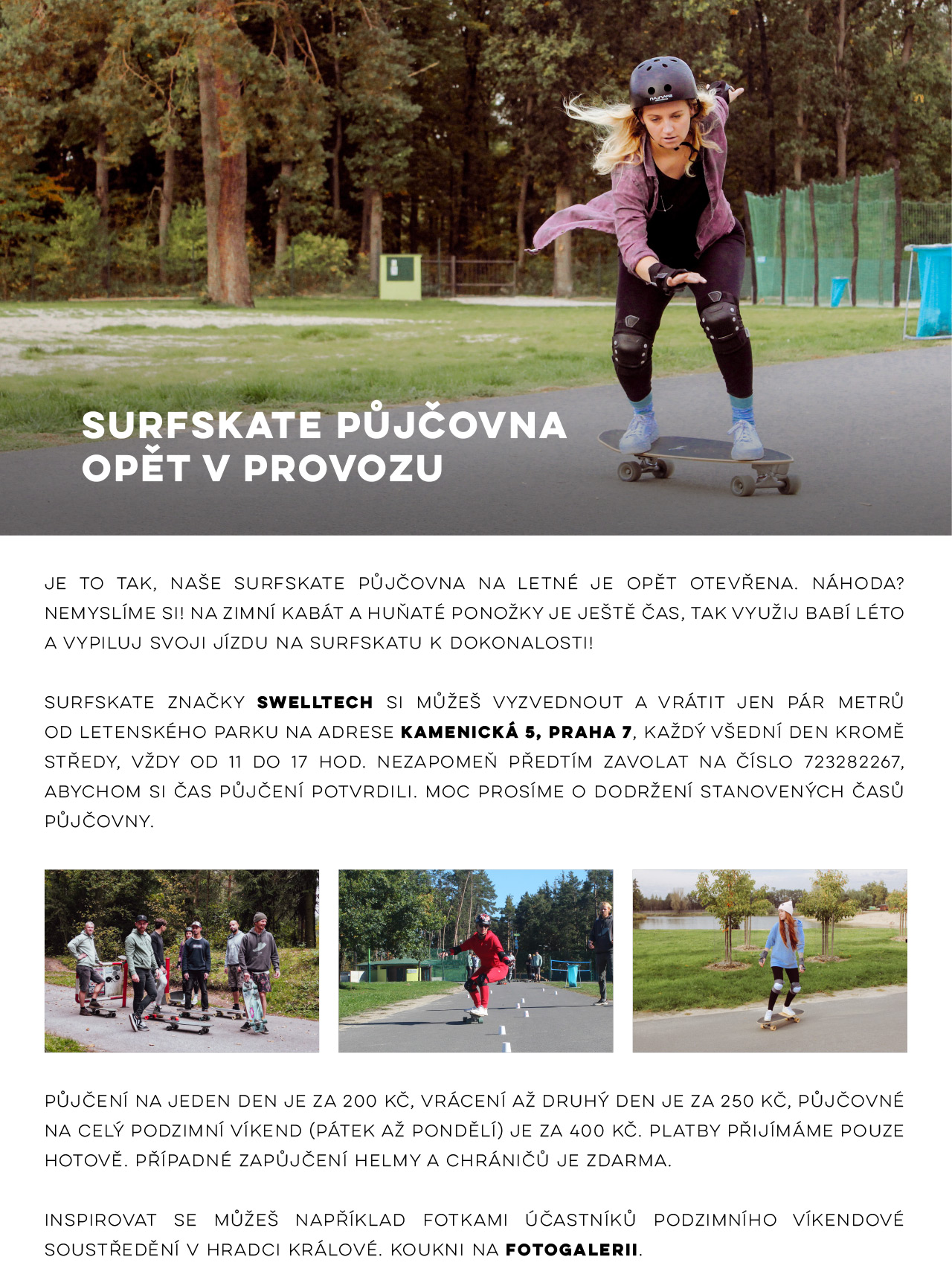 Surfskate půjčovna opět v provozu