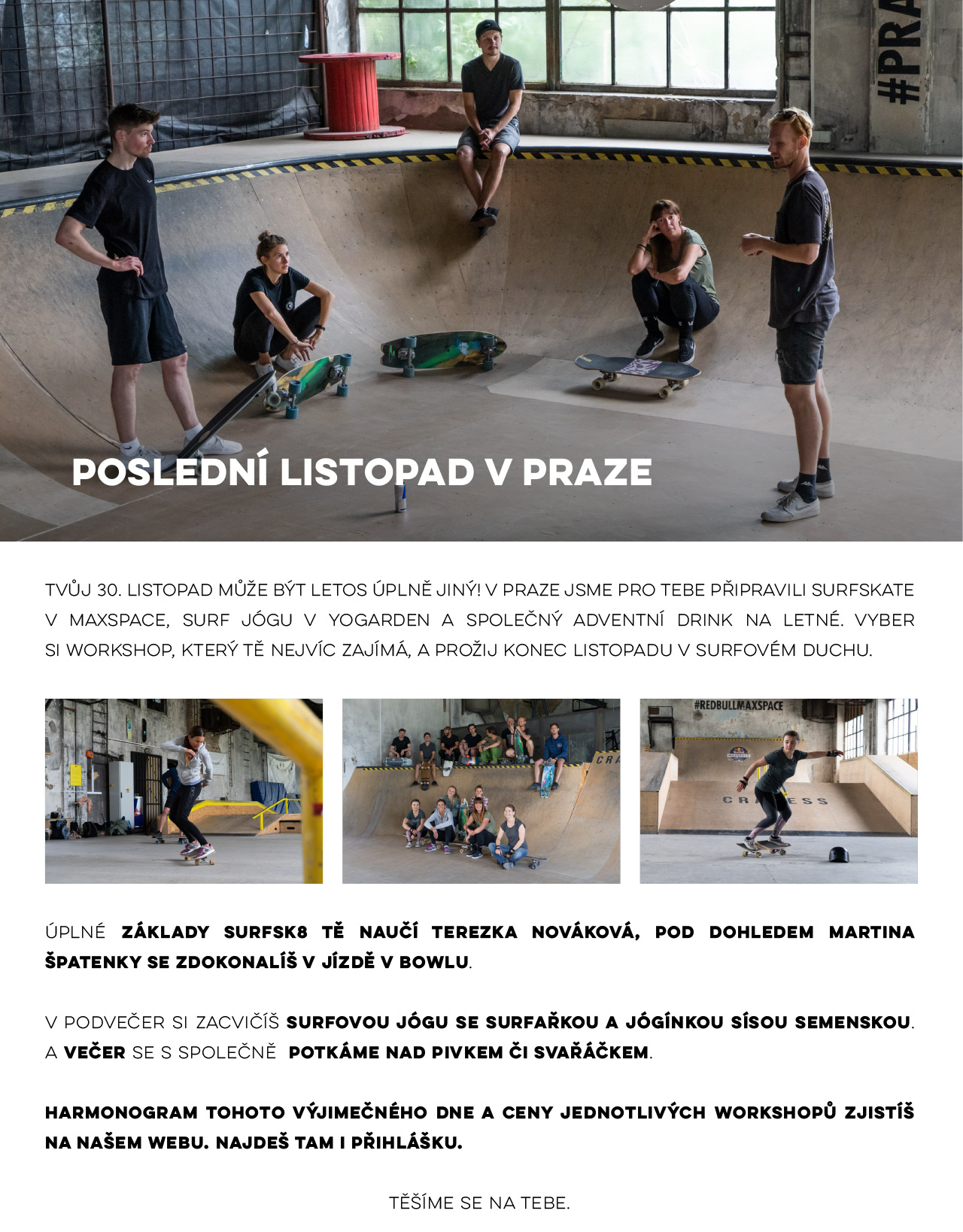 Zveme tě na surfsk8, jógu a večerní posezení v Praze!