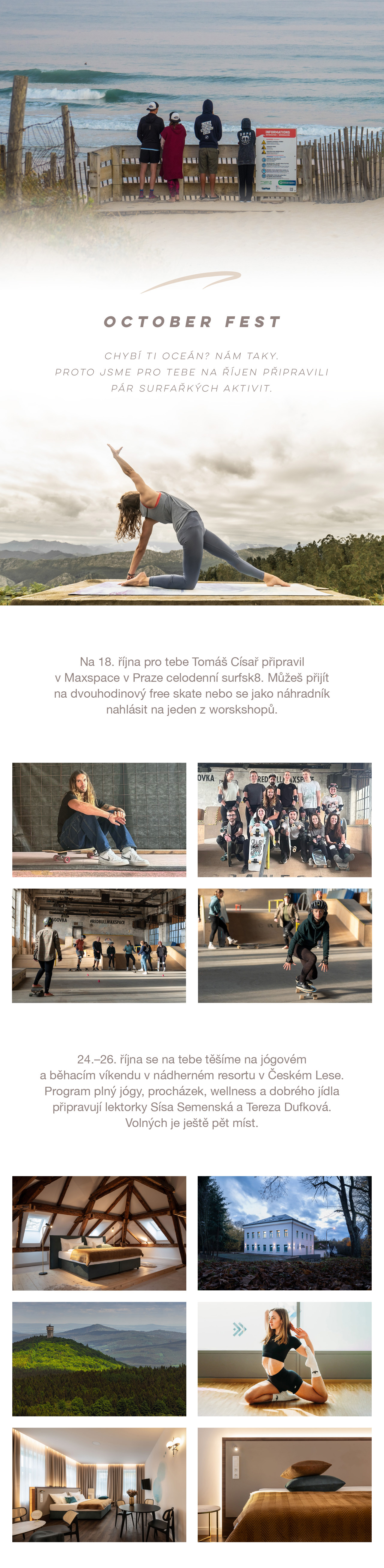 Máme pro tebe pět volných míst na Józe v Českém Lese a říjnový surfsk8 v Maxspace.